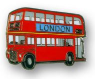 Double decker bus metal fridge magnet